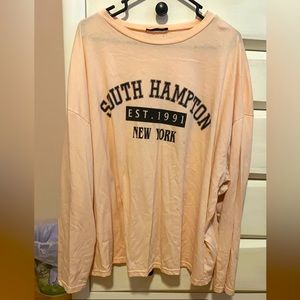 SHEIN Curve Light Pink South Hampton Long Sleeve Shirt- Size: 4XL